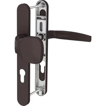 Garážová vrata klika / madlo pro křídlová vrata Trido MB45, MB60, antracit RAL 7016 - klika s vratnou pružinou, rozteč 92 mm, oválný štítek š. 32 mm, pro dveřní křídlo tl. 40 - 90 mm, čtyřhran 8 x 8 mm délka 130 mm, barva černá, antracit, stříbrná, hnědá, bronz nebo bíl