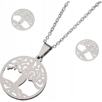 Náhrdelník Dětská Sada Náhrdelník Náušnice Strom Štěstí Života Stříbrná Sada