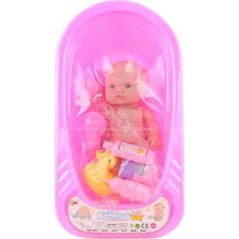 Panenka Miminko 23cm ve vaničce herní set panenka s toaletními potřebami plast