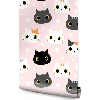 Fototapeta Tapeta pro dívky KOČKY Srdíčka Dekorace