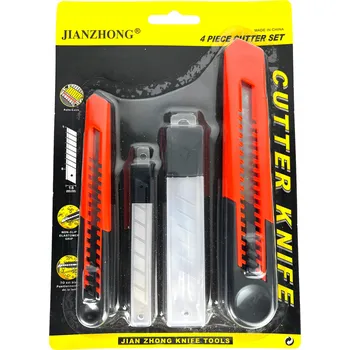 Pracovní nůž PRACOVNÍ NŮŽ S LAMACÍ ČEPELÍ 2ks + NÁHRADNÍ NÁPLNĚ LAMACÍ ČEPELE NA TAPETY 2ks