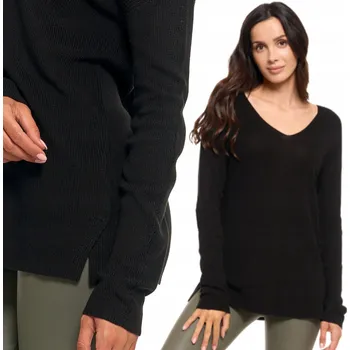 Dámský svetr TENKÝ DÁMSKÝ SVETR VISKÓZA MORAJ KLASICKÝ VOLNÝ PLUS SIZE ČERNÝ XXL