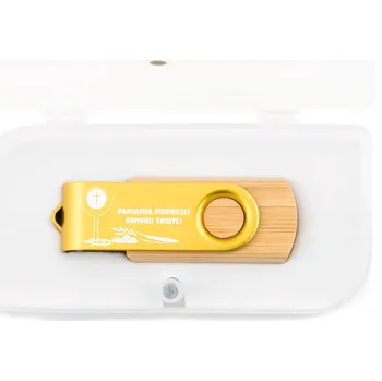 USB flash disk Flash disk MemoRabbit TWISTWOOD 8 GB USB 2.0 + Krabička + gravírování SVATÉ PŘIJÍMÁNÍ 8 GB USB 2.0 zlatý