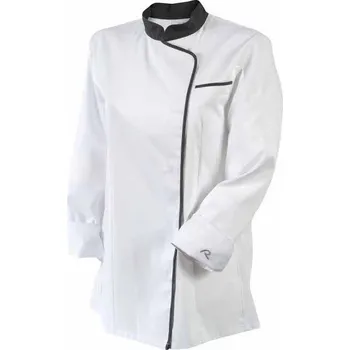 Gastro oděv ROBUR | dámský rondon Expression, barva bílá s černým lemem, dl. rukáv, velikost,XL