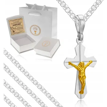 Řetízek STŘÍBRNÝ ŘETÍZEK + K PRVNÍMU SVATÉMU PŘIJÍMÁNÍ KŘÍŽEK PRO CHLAPCE NA SVATÉ PŘIJÍMÁNÍ NA KŘTINY 925