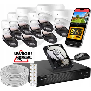 IP kamera Sada MONITORINGU 8 kamer POE 4K Ultra HD 8Mpx APLIKACE, AUDIO SENZOR SONY