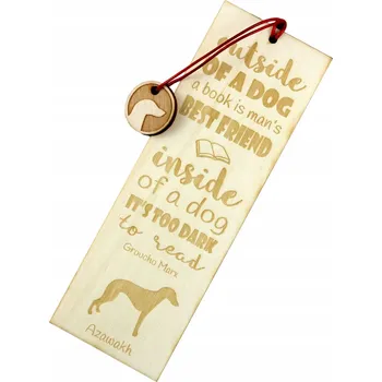 Doplněk ke knize Africký chrt, Azavak - gravírovaná záložka do knihy se psem, jméno psa
