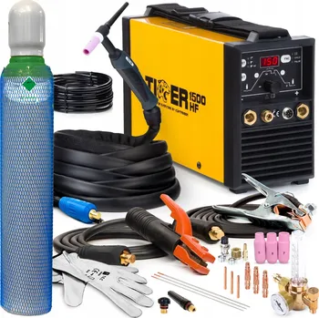 Svářečka INVERTOROVÁ SVAŘEČKA TIGER 1500 HF TIG DC PULS MMA 230V 150A, HOŘÁK 4M