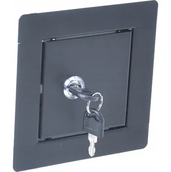 Obraz REVÍZNÍ DVÍŘKA INSPEKČNÍ ČERNÁ KOVOVÁ KLAPKA NA KLÍČEK 25x25cm