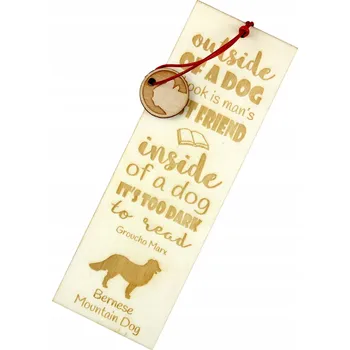 Doplněk ke knize Bernský salašnický pes - gravírovaná záložka do knihy se psem, jméno psa