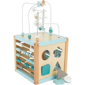 Dřevěná hračka Bieco - Motorická kostka s labyrintem XXL - lesní zvířátka