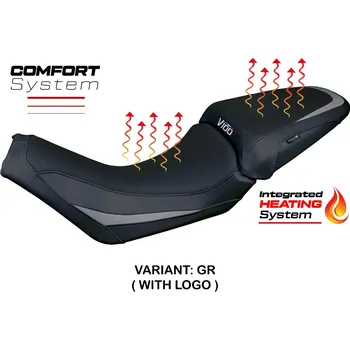Autopotah TPZ Italia Vyhřívaný potah sedla Moto Guzzi V100 Mandello (22-24) Heating Comfort potah sedla: s logem GR (grey)