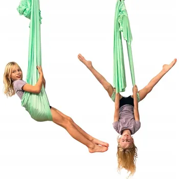 Šála Houpací síť na aerial jógu, akrobatická šála 5 m mátová, šířka 260 cm
