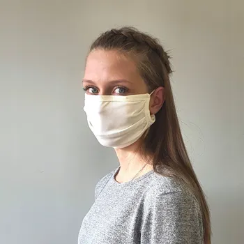 rouška Opakovaně použitelná bavlněná rouška / maska krémové barvy