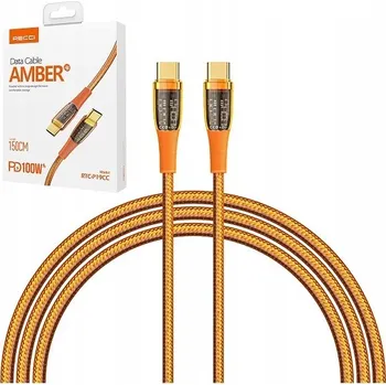 Datový kabel Kabel Recci USB-C - USB-C 1,5 m oranžový