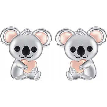 Náušnice RHODIEM POKOVANÉ STŘÍBRNÉ NÁUŠNICE PRO DÍVKU KOALA, STŘÍBRO O RYZOSTI 925