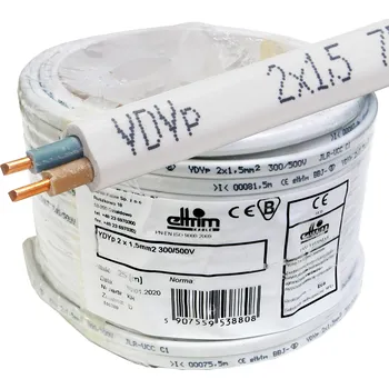 elektrický kabel Kabel YDYp 2x1,5 mm měděný drát CU plochý, cívka 25 m
