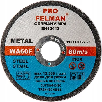 Řezný kotouč Řezací kotouč na kov Pro Felman 115 x 22,2 x 1 mm