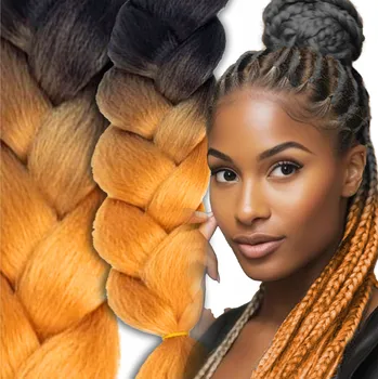 Příčesek SYNTETICKÉ VLASY na copánky Ombre Barevné copánky Prameny 120 cm