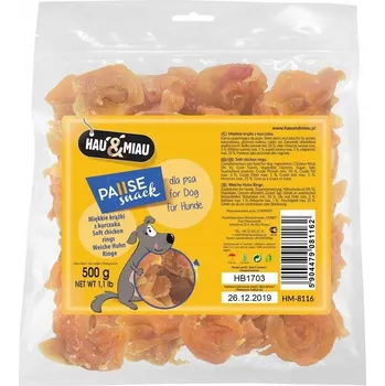 Pamlsek pro psa Hau Miau Měkké kroužky s kuřecím masem pro psy 500g
