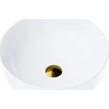 Umyvadlo Umyvadlo na desku Corsan kulaté 415x415x135 mm se zlatou výpustí Klik-Klak