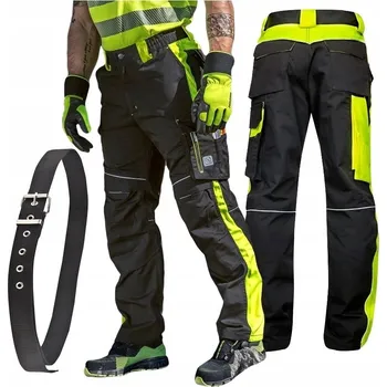 montérky Pánské reflexní montérkové kalhoty BOZP s páskem Ardon Neon 64