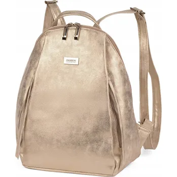 Městský batoh BATOH DÁMSKÝ ELEGANTNÍ KLASICKÝ BATŮŽEK EKO KŮŽE PŘES RAMENO ZLATÝ