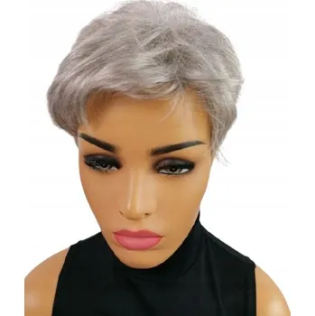 Paruka Paruka krátké syntetické vlasy světle šedá módní dámská paruka