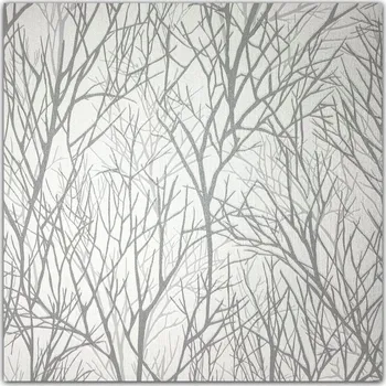 Tapeta TAPETY TAPETA VĚTVIČKY STROMU ŠEDÁ LESK VINYL