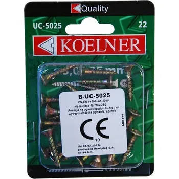 Vrták Šrouby do dřeva Koelner 5 x 25 mm 22 ks