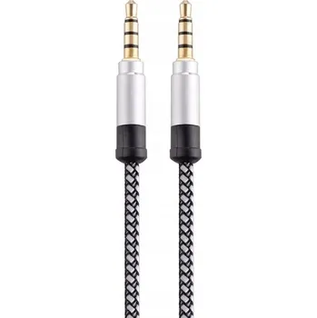 Audio kabel Kabel Black Stork PLS-AUX002SILVER minijack 3,5 mm - minijack 3,5 mm, délka 1,5 m