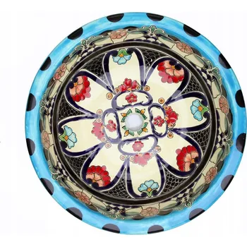 Umyvadlo Umyvadlo zápustné do desky kulaté Cerames Mexické umyvadlo 43 cm modré