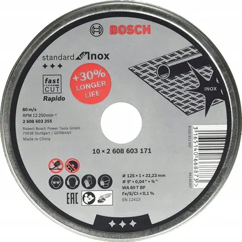 Řezný kotouč Bosch řezný kotouč Standard pro Inox systém X-LOCK, 10 × 125 × 1 × 22,23 mm 2608619267
