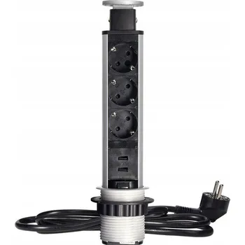 Elektrická zásuvka Zásuvková lišta do desky stolu Orno stříbrná