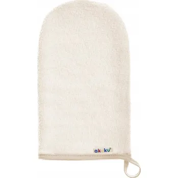 Mycí žínka Akuku Froté rukavice pro mytí kojenců bavlna 18 x 9,5 cm ecru