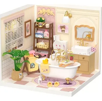 ostatní stavebnice RoboTime 3D dřevěná skládačka Miniatura domečku Dívčí koupelna