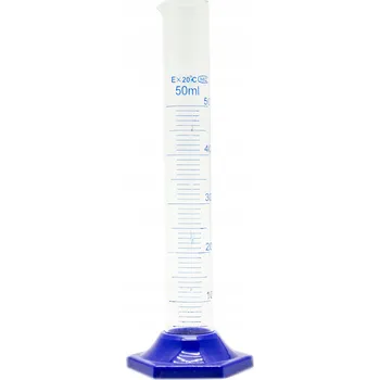 Odměrný válec Odměrný válec, skleněná odměrka 50 ml, plastová základna