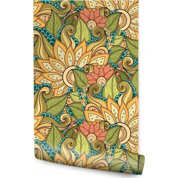 Fototapeta Dekorativní tapeta KVĚTINOVÉ ornamenty Listy Vzor