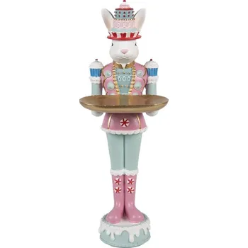 Bytová dekorace Dekorace králík ve zdobném obleku s podnosem - 9*8*25 cm