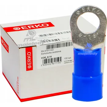 Kabelové oko 100x Izolované kabelové oko KOE 16mm M8 ERKO