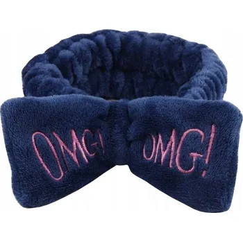 Čelenka KOSMETICKÁ ČELENKA DO VLASŮ OMG! ELASTICKÁ PLYŠOVÁ TMAVĚ MODRÁ
