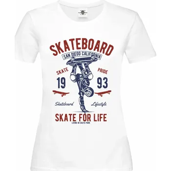 Dámské tričko Tričko Skate for life Druh: Dámské, Barva: Bílá, Velikost: L