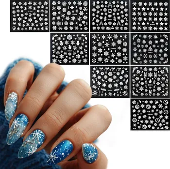 Vánoční dekorace 10x Vánoční Samolepky na nehty Samolepící SNĚHOVÉ VLOČKY VLOČKY SNĚHU