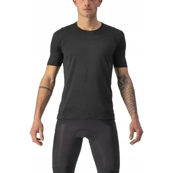 cyklistický dres Cyklistické funkční tričko Castelli Bandito Wool SS, černé, velikost L