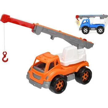 autíčko _Ostatní 1_ Auto jeřáb plastový stavební 36cm výsuvné otočné rameno 2 barvy v síťce