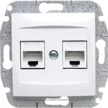 Elektrická zásuvka Internetová zásuvka PT 2xRJ45 Elektro-Plast Nasielsk bílá 1749-10 CARLA