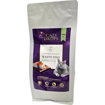 Krmivo pro kočku Cats&Drops Krmivo pro kočky dospělé s bílou rybou a kaviárem 900g