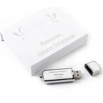 USB flash disk USB flash disk Derentis Kožený USB flash disk s krabičkou na magnet a gravírováním 32 GB USB 2.0 bílý