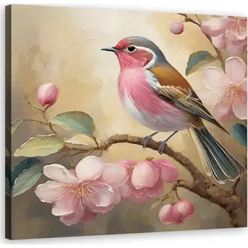 Obraz Obraz na plátně, pták, květiny, vintage 40x40