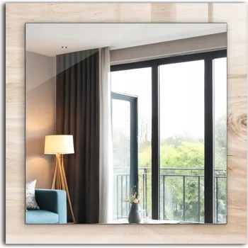 Zrcadlo Koupelnové nástěnné zrcadlo s dekorativním skleněným rámem Dřevo se 60x60